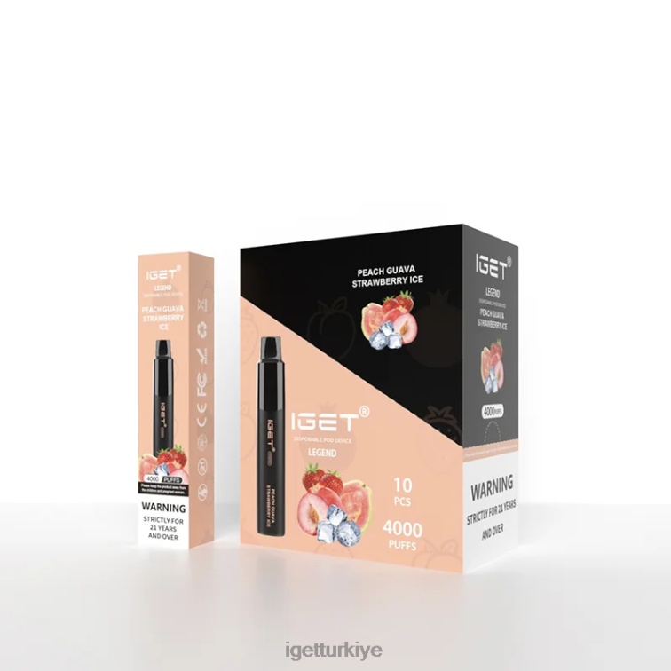 Discount Vapes 60628320 IGET  legend 4000 puf şeftali guava çilekli buz