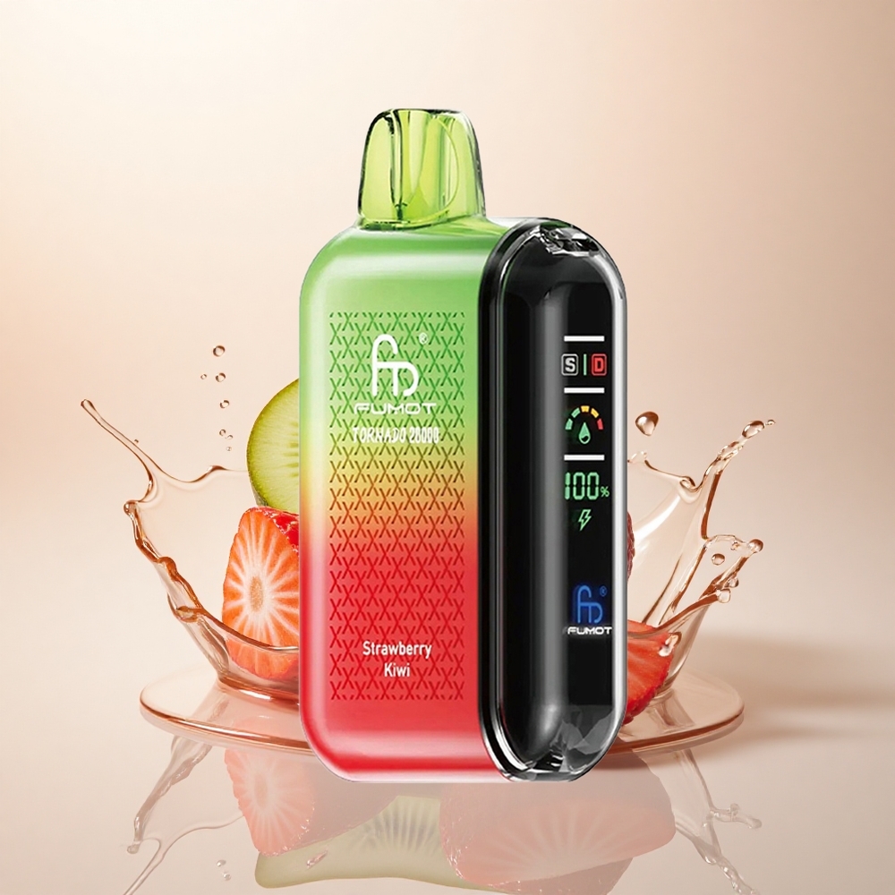 Fumot Tornado 20000 Puffs Çilek Kivi Dual Mesh Coil 850mAh Akıllı Ekran