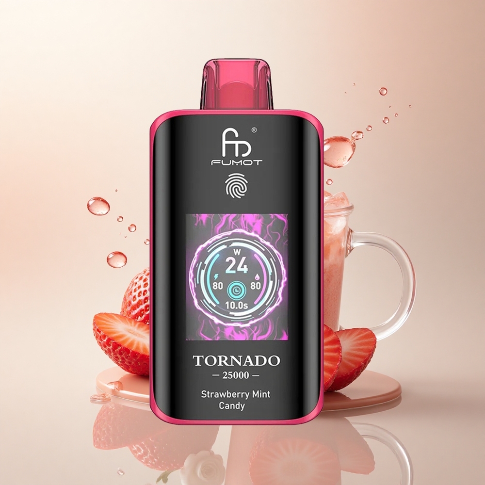 Fumot Tornado 25000 Puffs Çilek Nanesi Şeker 700mAh 20ml 5% Nikotin
